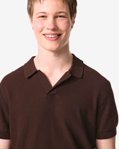 polo homme Kris structure marron fonc&eacute; marron fonc&eacute; - 2189150DARKBROWN - HEMA