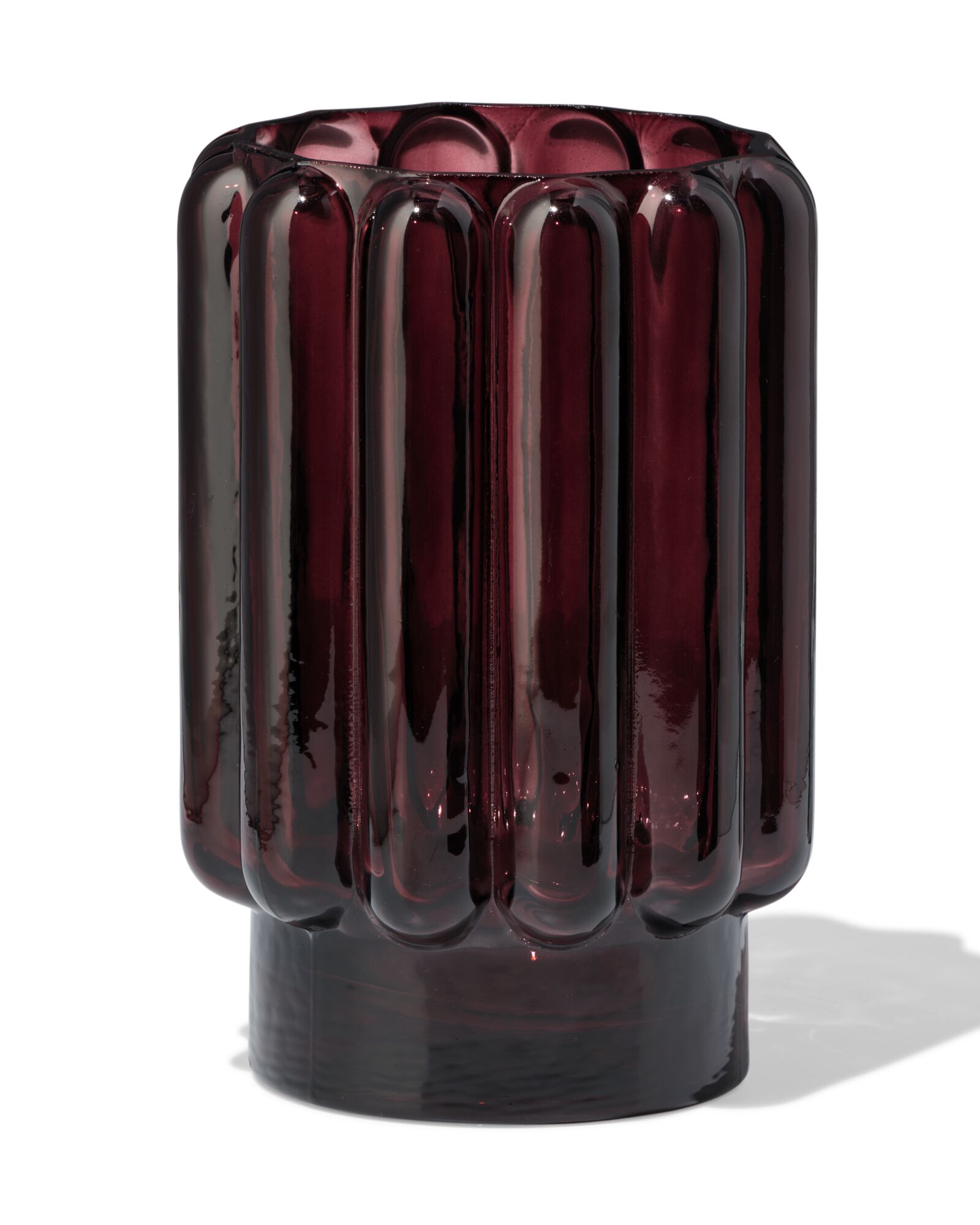 vaas 18cm glas ribbel bruin - 13325094 - HEMA