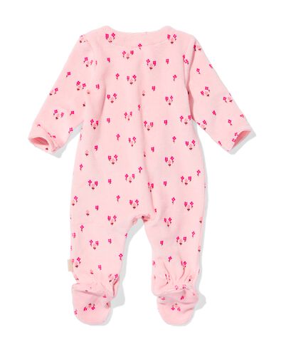 barboteuse nouveau-n&eacute; c&ocirc;tel&eacute;e velours fleurs rose rose - 33447620PINK - HEMA
