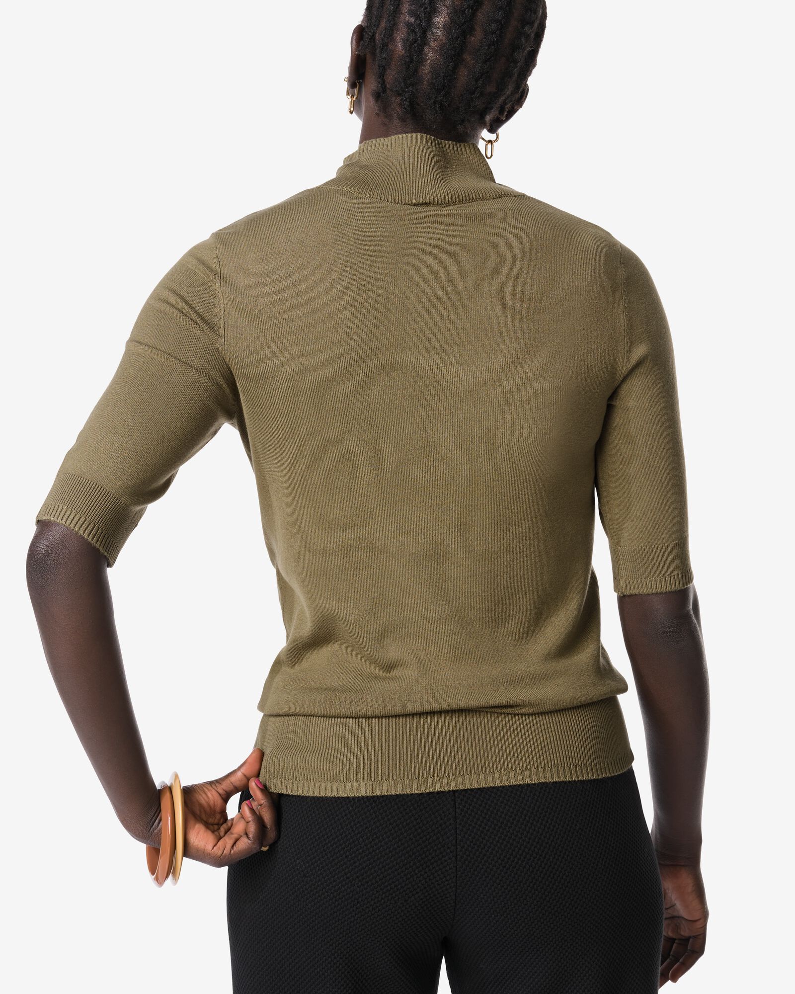 damestrui Lily fijngebreid olijf olijf - 36302880OLIVE - HEMA