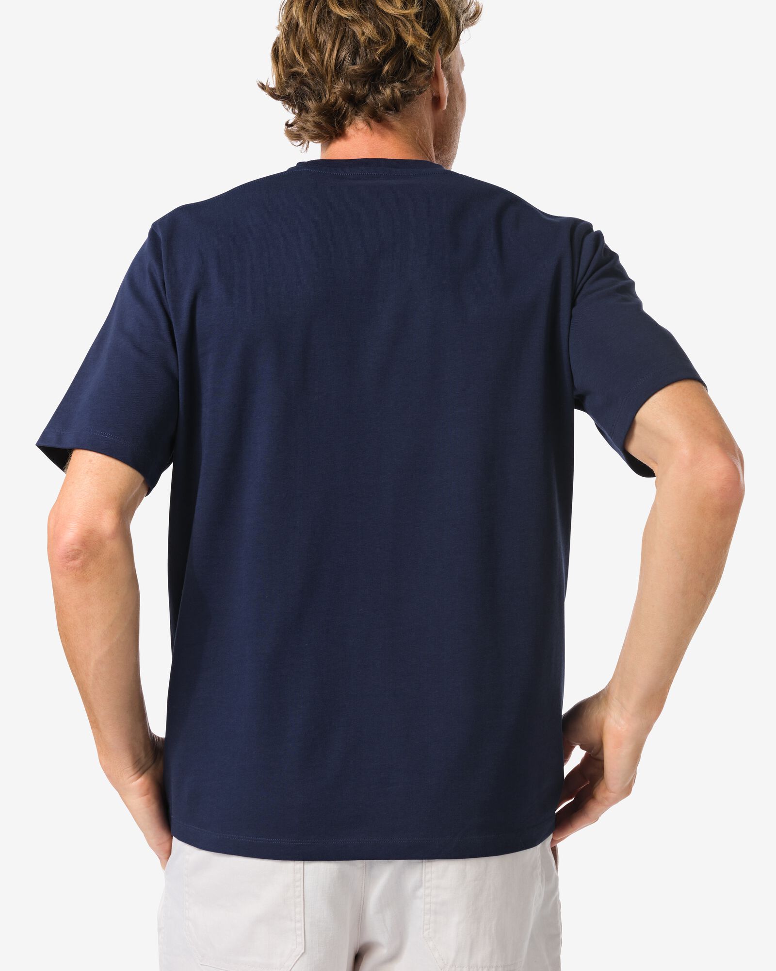 t-shirt homme Elias coupe d&eacute;contract&eacute;e bleu fonc&eacute; bleu fonc&eacute; - 2129950DARKBLUE - HEMA