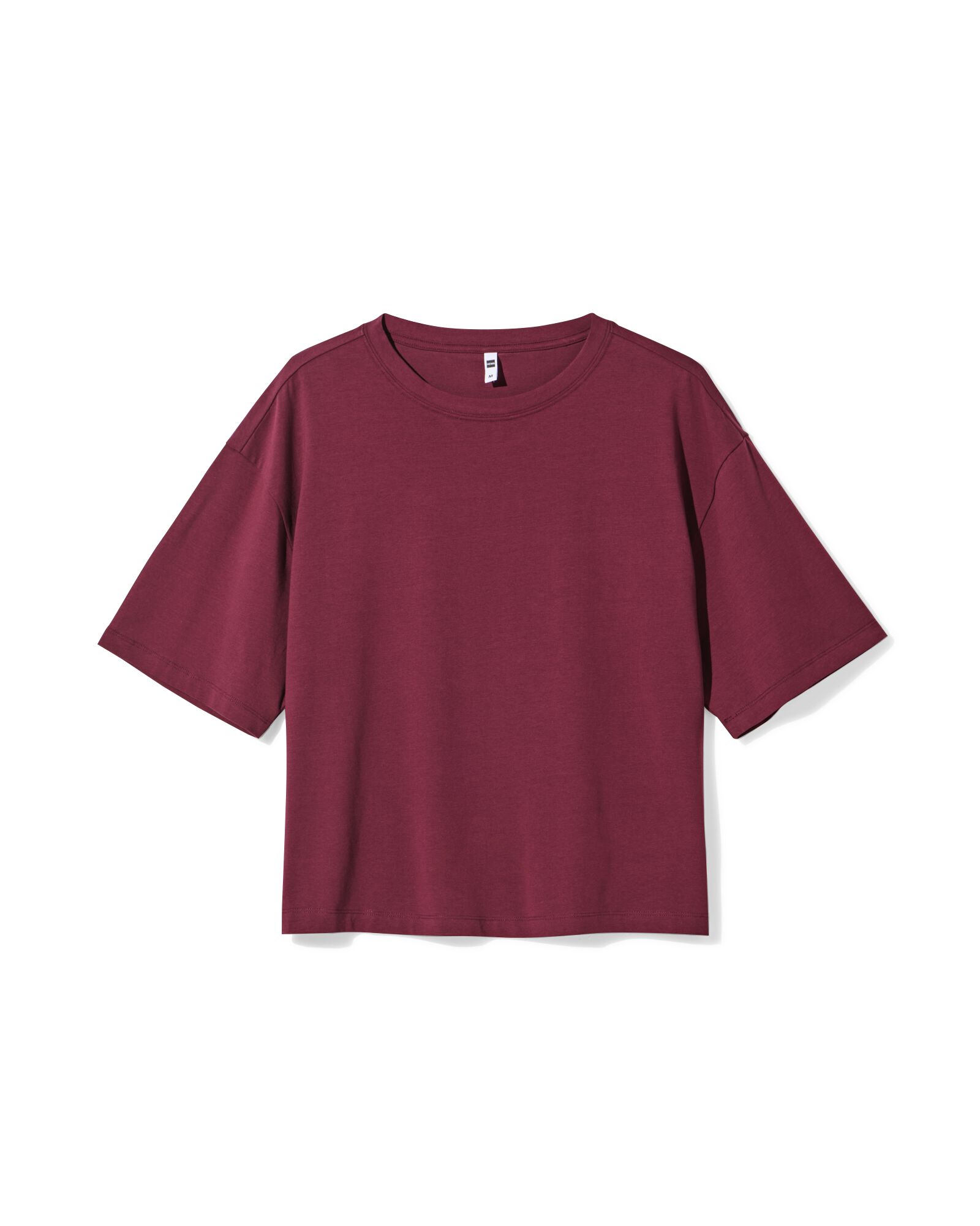 dames T-shirt oversized donkerrood donkerrood - 36050195DARKRED - HEMA