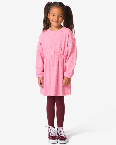 Kinderkleid in A-Linie, gerippt rosa - 30828703PINK - HEMA