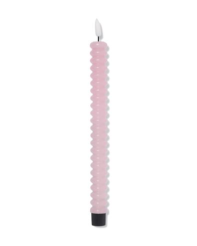 bougie LED longue ⌀2,3 x 29 cm nervur&eacute;e rose clair - 13550156 - HEMA