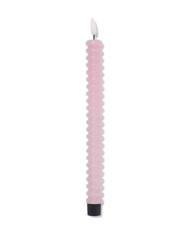 bougie LED longue ⌀2,3 x 29 cm nervur&eacute;e rose clair - 13550156 - HEMA