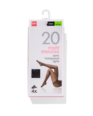4-pak mat pantys 20 denier zwart zwart - 1000000741 - HEMA