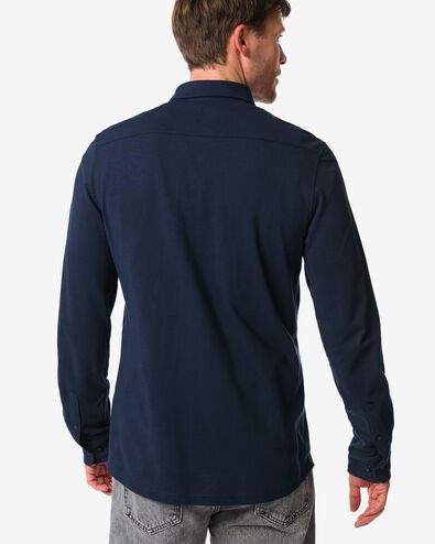 herenoverhemd Billy piqu&eacute; donkerblauw donkerblauw - 2101770DARKBLUE - HEMA