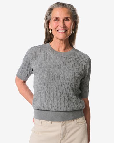 Damenpullover mit Zopfmuster Fally mittelgrau - 36201550MIDGREY - HEMA