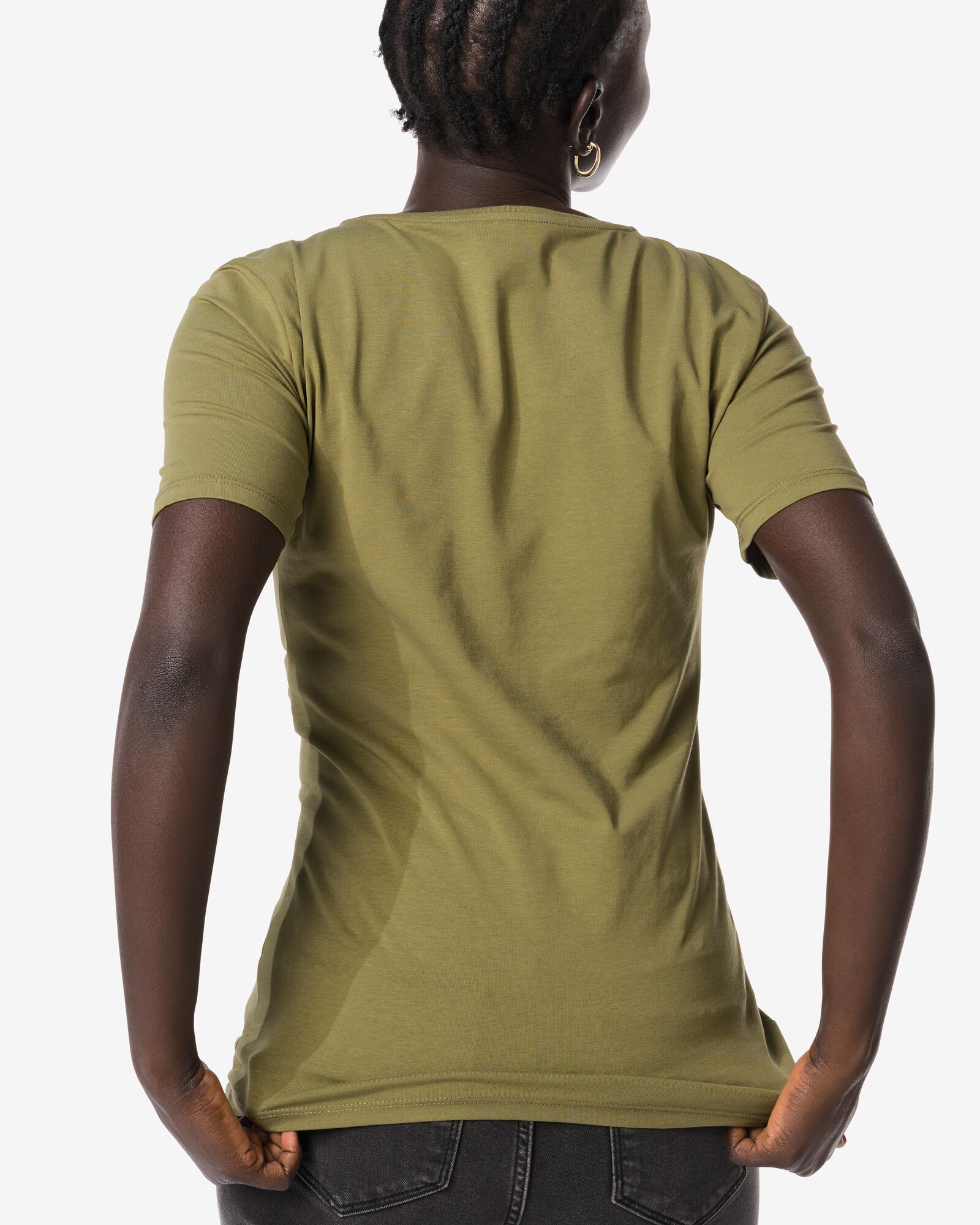Damen-T-Shirt, figurbetonter Schnitt, Rundhals  olivgr&uuml;n olivgr&uuml;n - 36303760OLIVE - HEMA