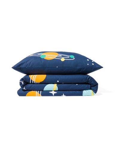 housse de couette - coton doux - 140 x 200 - bleu fonc&eacute; plan&egrave;tes - 5740077 - HEMA