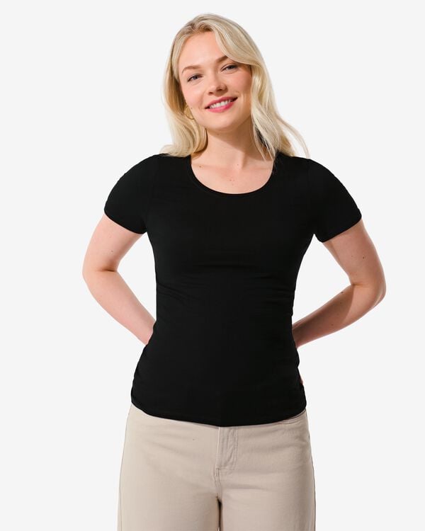 t-shirt femme noir - 1000005472 - HEMA