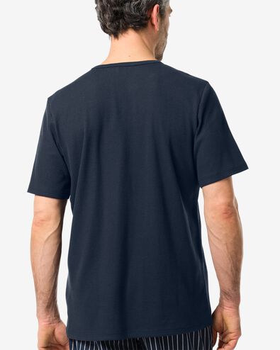 Herren-Loungeshirt, Baumwolle mit Waffeloptik dunkelblau XL - 23680774 - HEMA