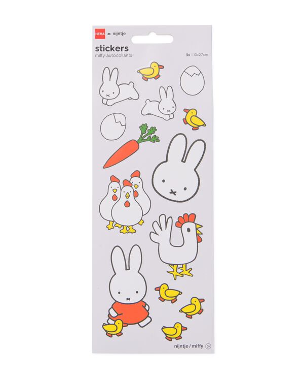feuille d'autocollants Miffy 10x27cm P&acirc;ques - 3 pi&egrave;ces - 25800184 - HEMA