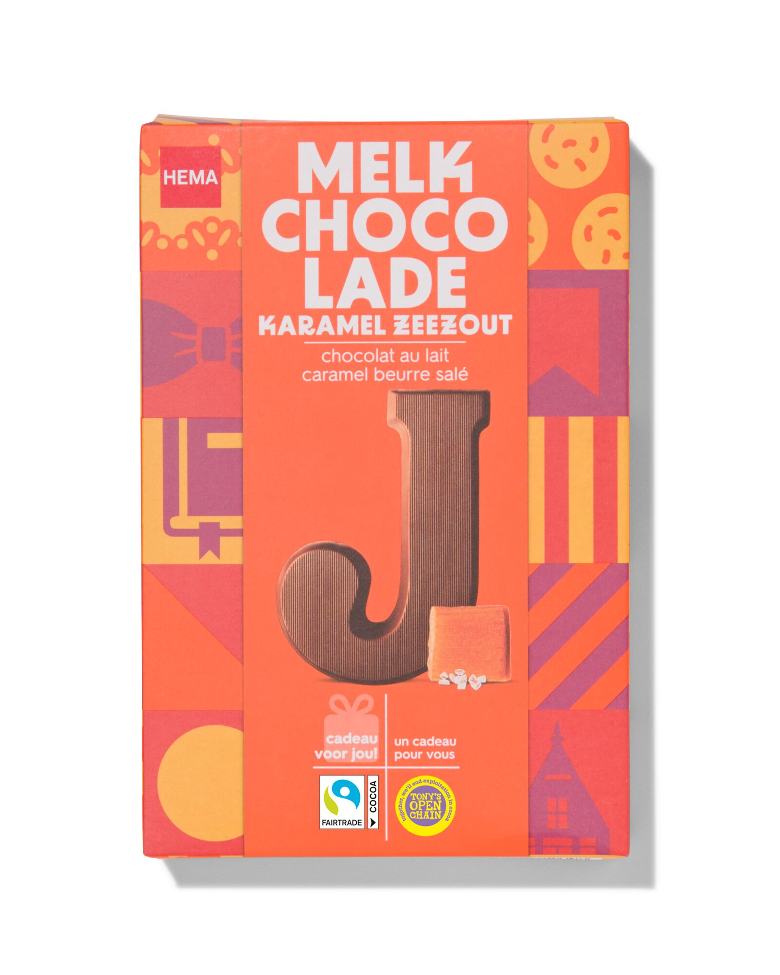 lettre chocolat lait caramel sel de mer J 135g - 24415110 - HEMA
