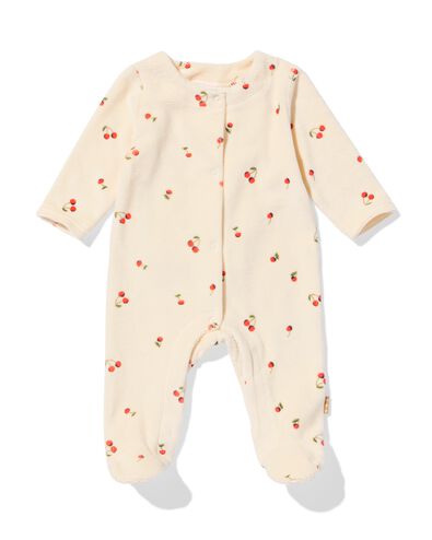 Newborn Strampler aus Rippsamt, Kirschen ecru ecru - 33443320ECRU - HEMA