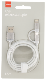 USB-Ladekabel, Mikro-USB & 8-polig - 39670092 - HEMA