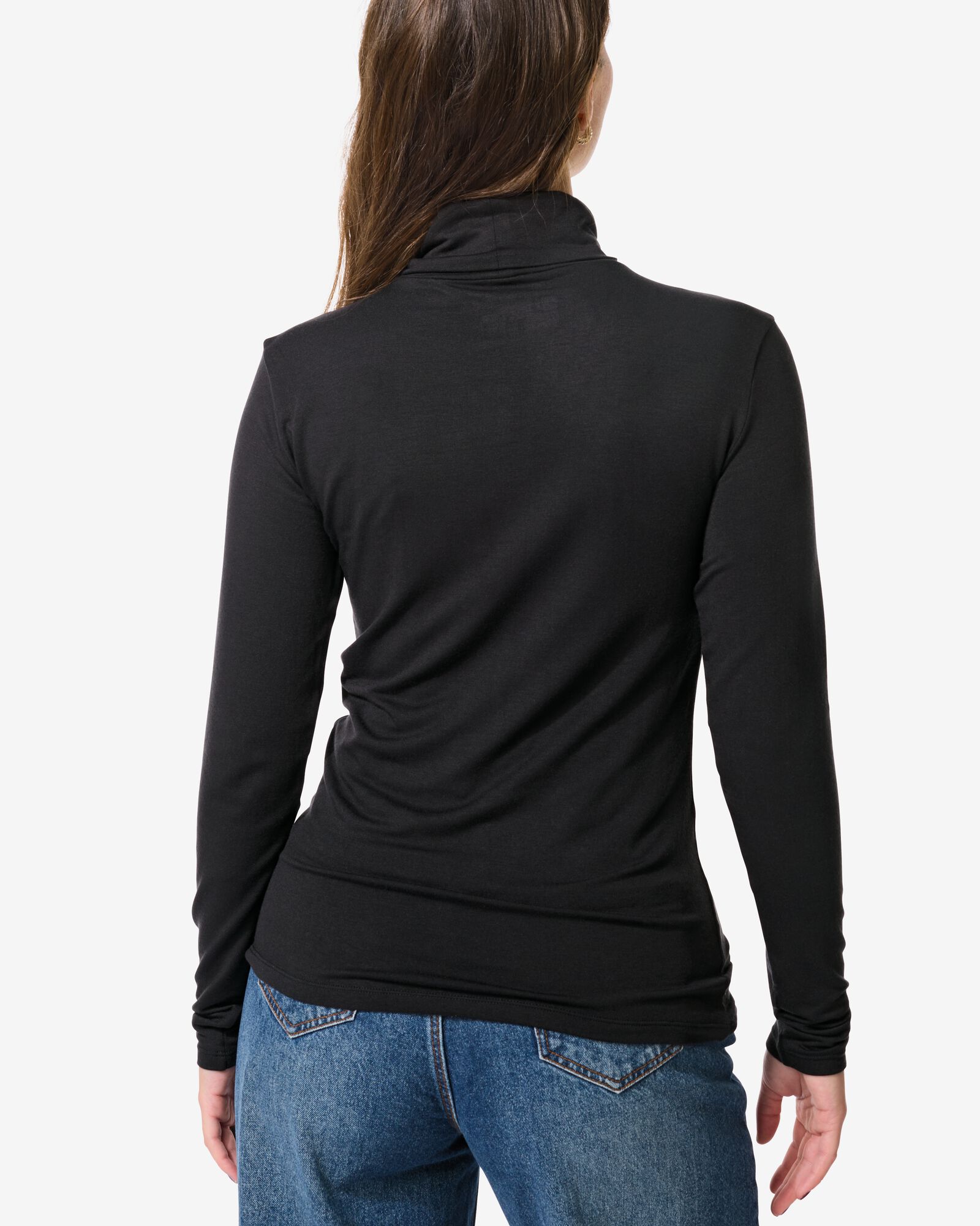 dames themo t-shirt col zwart zwart - 36364180BLACK - HEMA