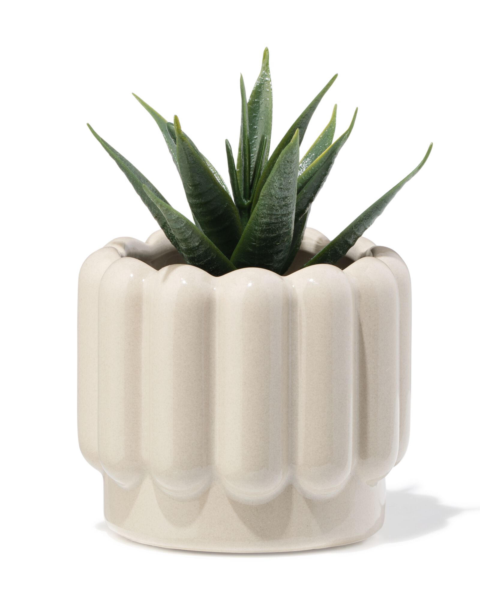 bloempot ⌀7x6cm keramiek ribbel grijs - 13325024 - HEMA