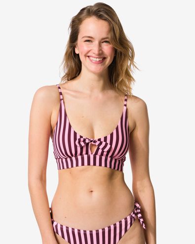 Damen-Bikinioberteil Lara, Triangel-Oberteil, gestreift rosa rosa - 22360270PINK - HEMA