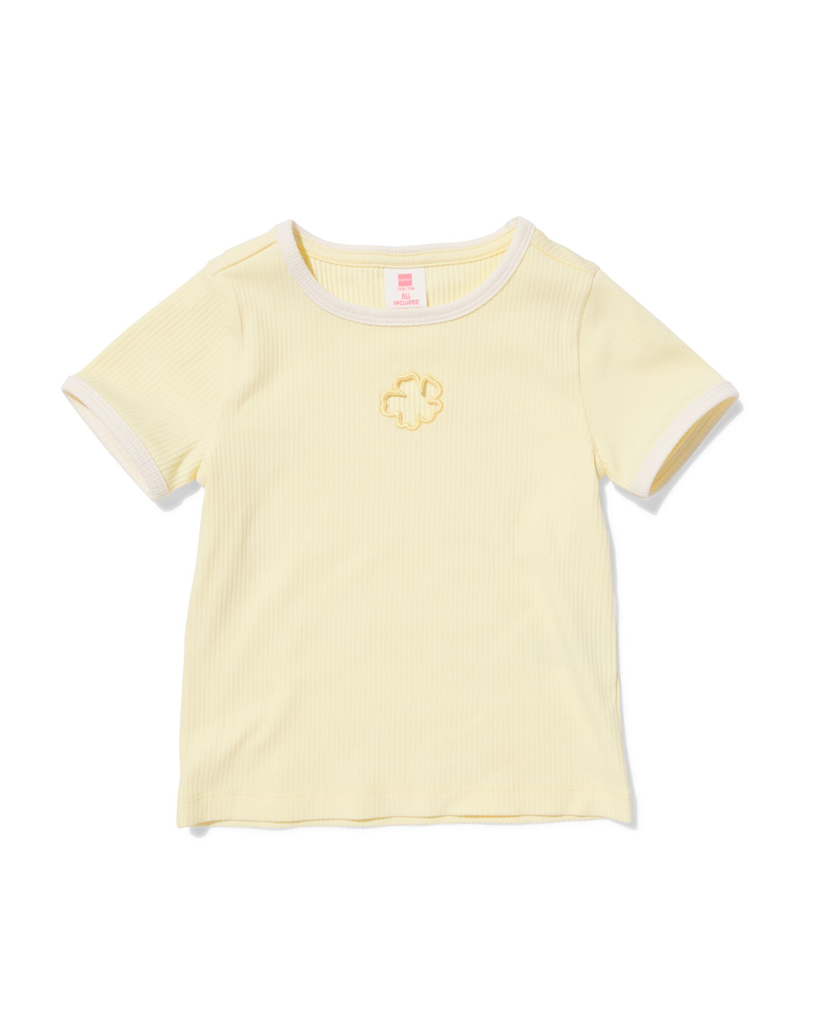 t-shirt enfant fleurs c&ocirc;tel&eacute; jaune p&acirc;le jaune p&acirc;le - 30827309LIGHTYELLOW - HEMA