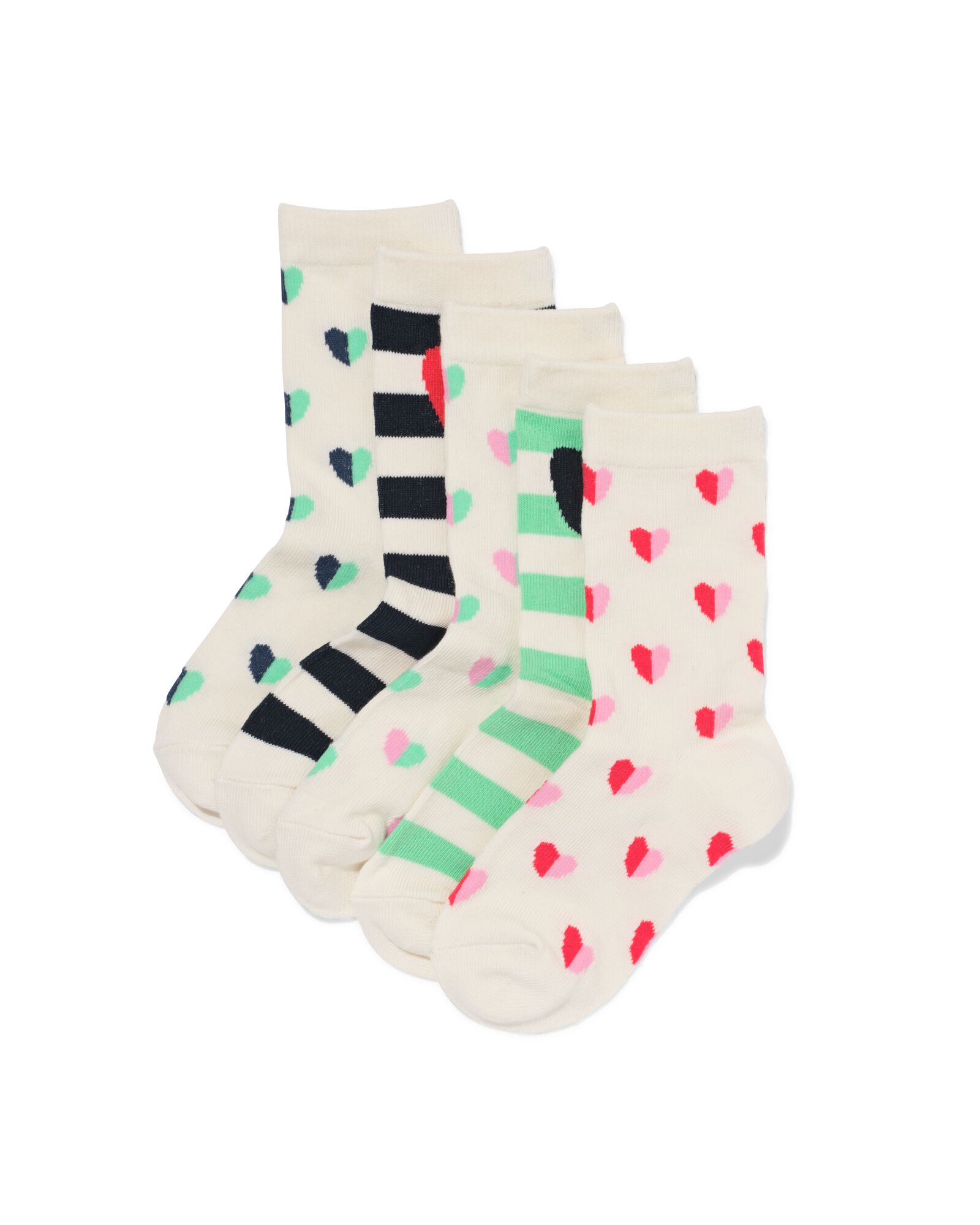 kindersokken hartjes - 5 paar beige beige - 4320735BEIGE - HEMA