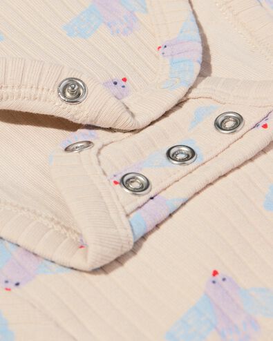 newborn meegroei overslag body rib dieren ecru ecru - 33438420ECRU - HEMA