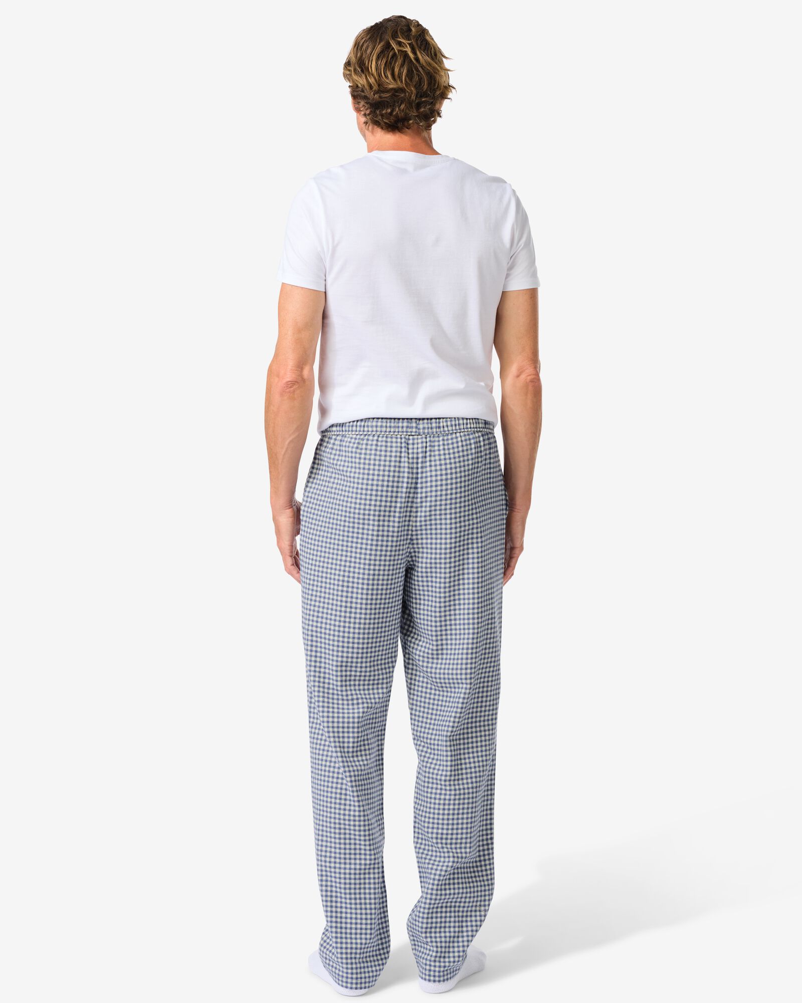 herenpyjamabroek flanel ruiten donkerblauw donkerblauw - 23675710DARKBLUE - HEMA