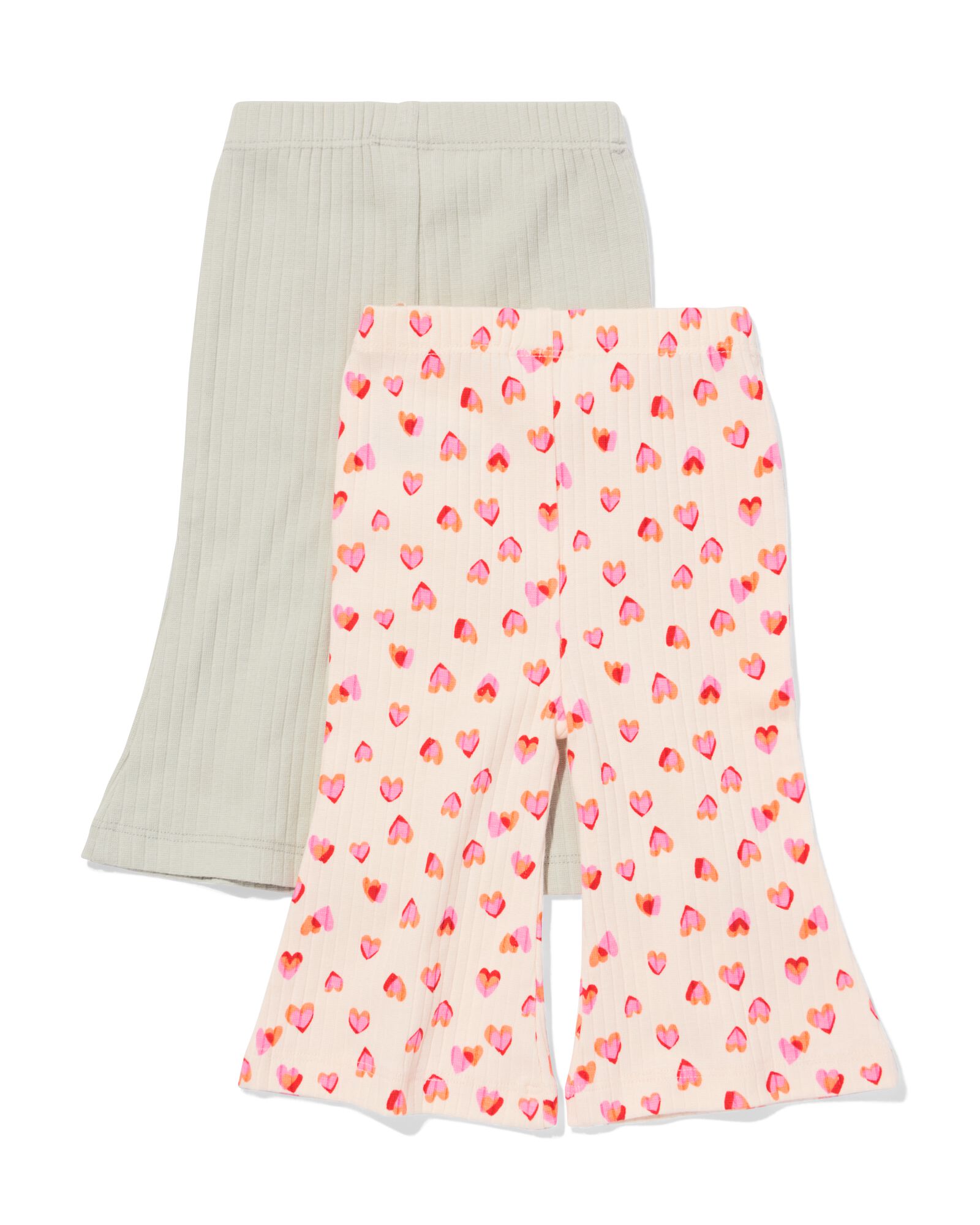 leggings b&eacute;b&eacute; &eacute;vas&eacute;s c&ocirc;tel&eacute;s &agrave; dentelle et c&oelig;urs - lot de 2 vert clair vert clair - 33067670LIGHTGREEN - HEMA