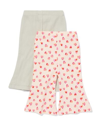 leggings b&eacute;b&eacute; &eacute;vas&eacute;s c&ocirc;tel&eacute;s &agrave; dentelle et c&oelig;urs - lot de 2 vert clair vert clair - 33067670LIGHTGREEN - HEMA