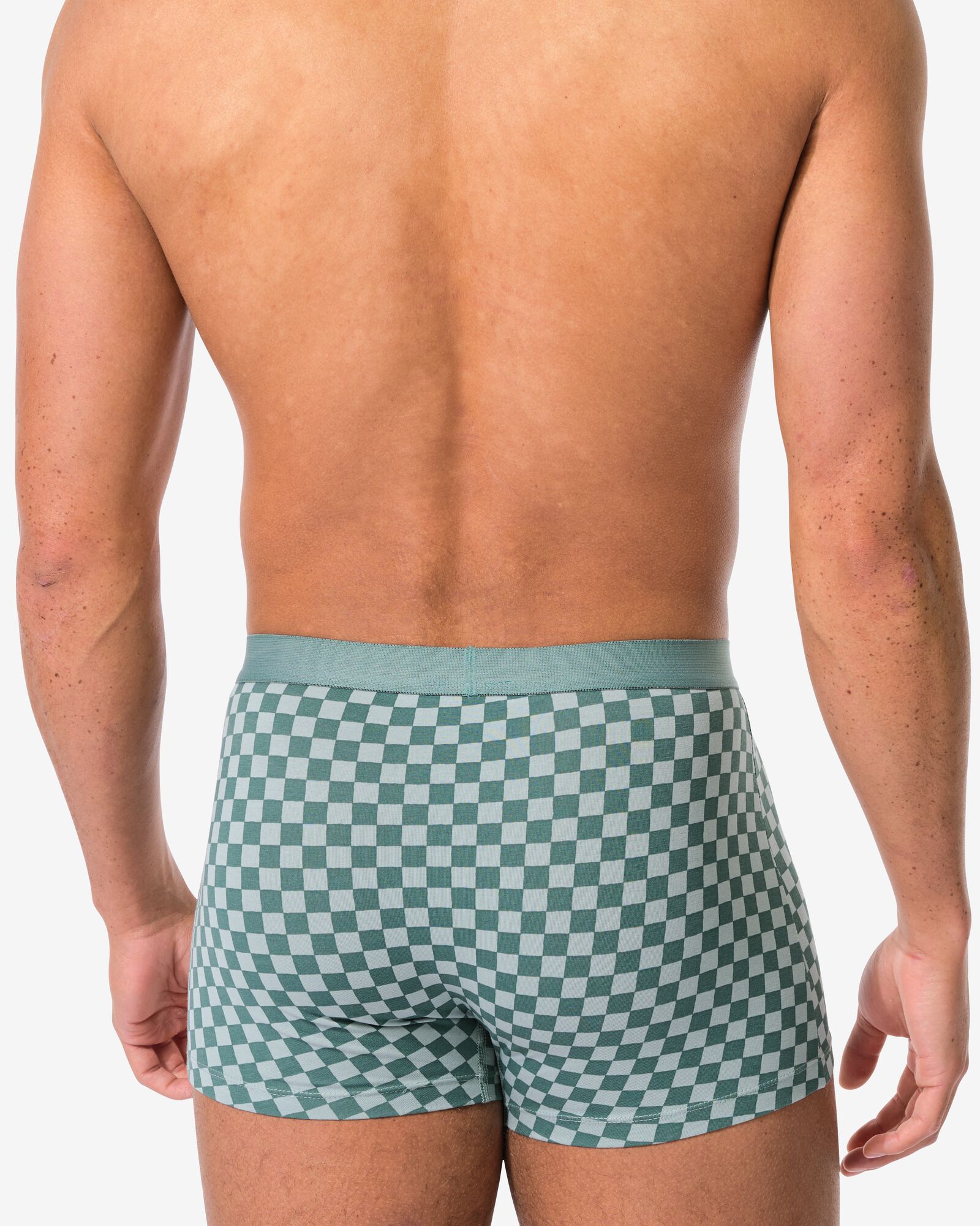 korte herenboxers blokken - 3 stuks  groen groen - 19190270GREEN - HEMA