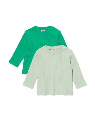 2 t-shirts bébé côtelés coton biologique vert 68 - 33100352 - HEMA
