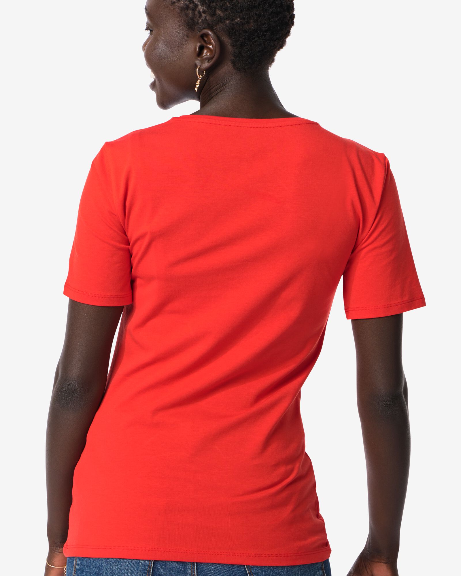 dames shirt slim fit o-hals korte mouw rood - 36366960RED - HEMA