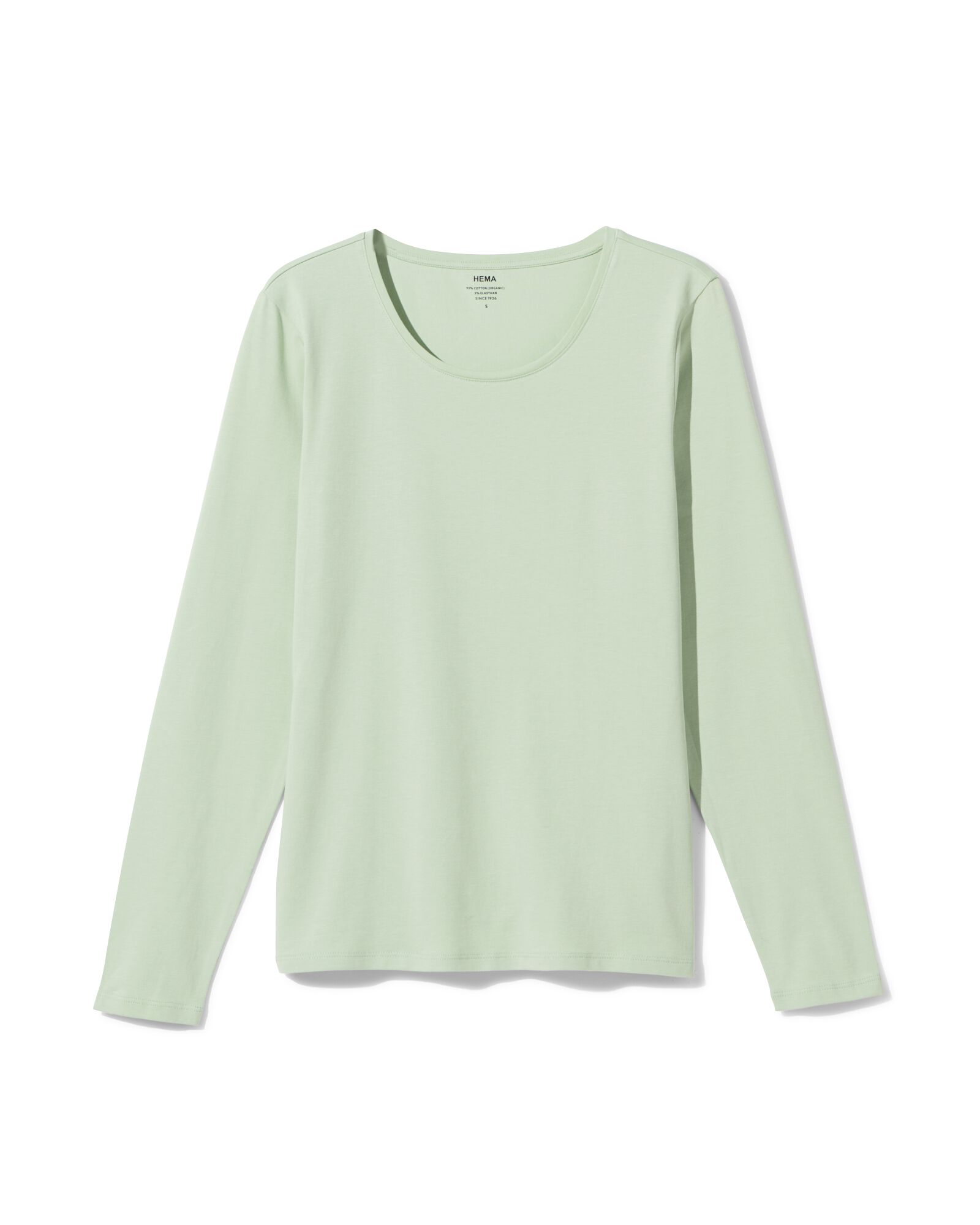 Damen Shirt schlanke Passform Rundhalsausschnitt lange &Auml;rmel hellgr&uuml;n - 36363770LIGHTGREEN - HEMA