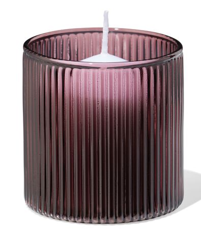 verre pour bougie parfum&eacute;e ⌀6,5x6,5cm nervur&eacute; aubergine - 13507544 - HEMA