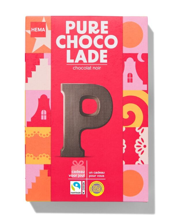 chocoladeletter puur P 140g - 24402116 - HEMA