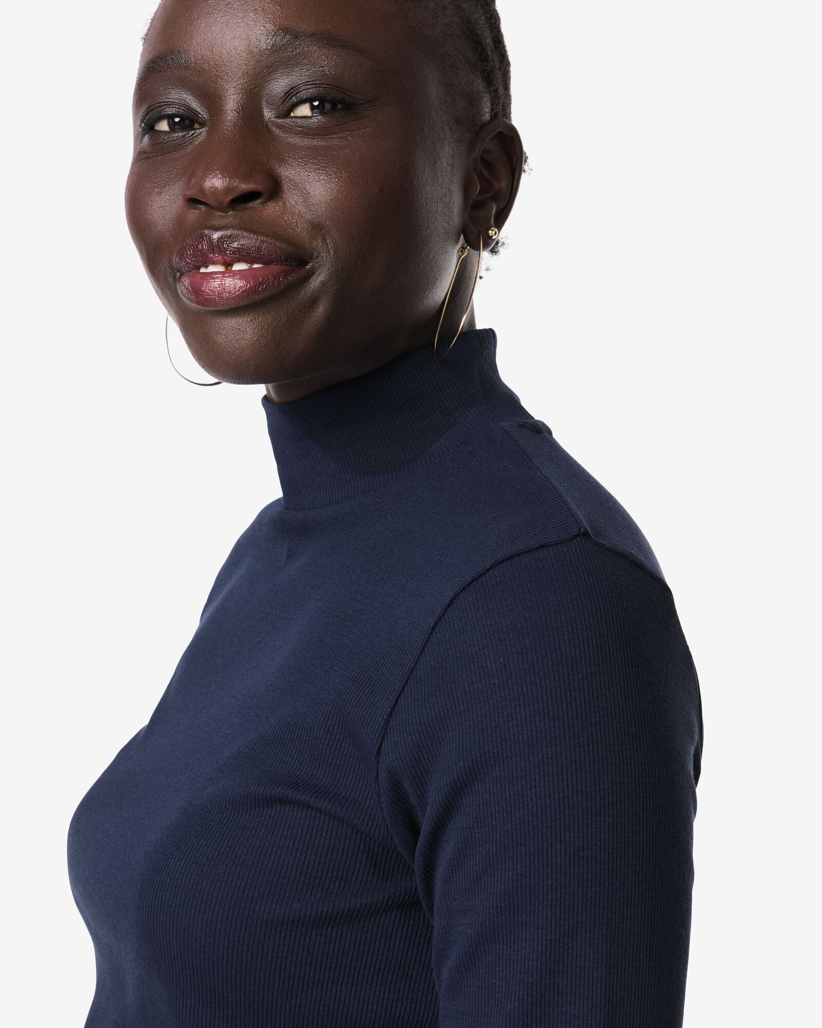 Damen-T-Shirt Clara, gerippt dunkelblau dunkelblau - 36209260DARKBLUE - HEMA