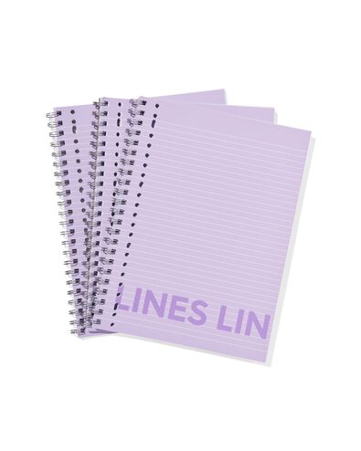 cahiers lilas A4 lign&eacute;s - lot de 3 - 14120213 - HEMA