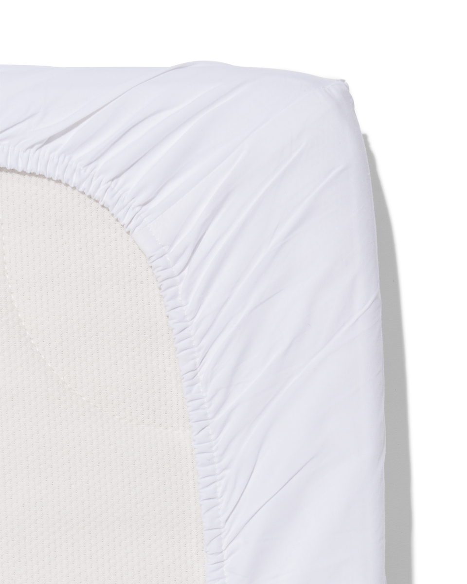drap-housse fente percale de coton blanc blanc - 1000027578 - HEMA