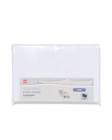 2 taies d&rsquo;oreiller satin 60x70 blanc - 5180045 - HEMA