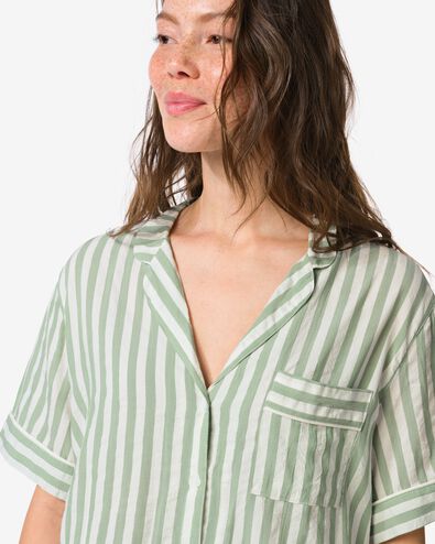 damespyjamatop seersucker strepen groen groen - 23401740GREEN - HEMA