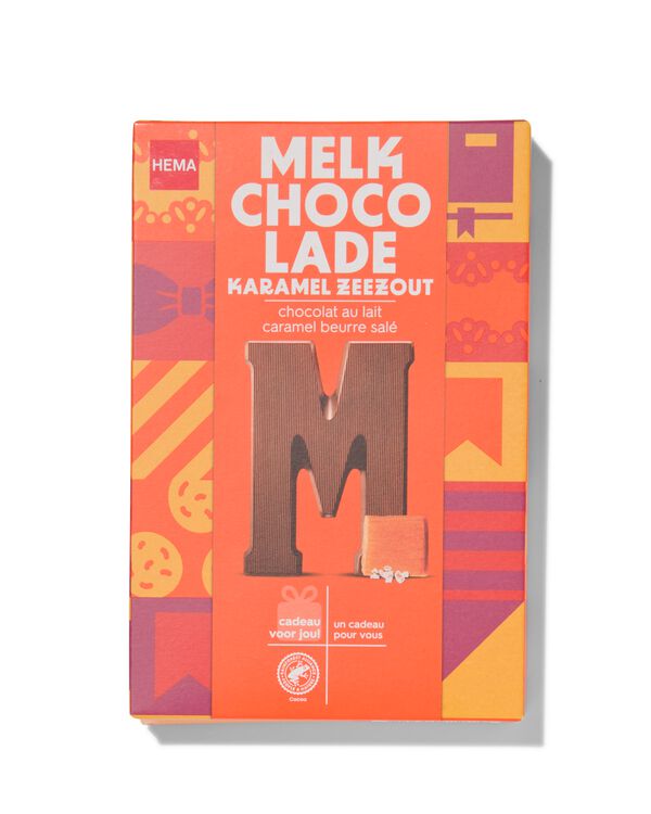 lettre M en chocolat au lait caramel beurre salé 135g caramel sel marin M - 24415013 - HEMA