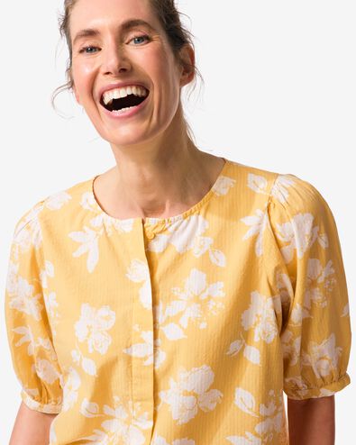 damesblouse Taylor seersucker bloemen perzik perzik - 36203780PEACH - HEMA