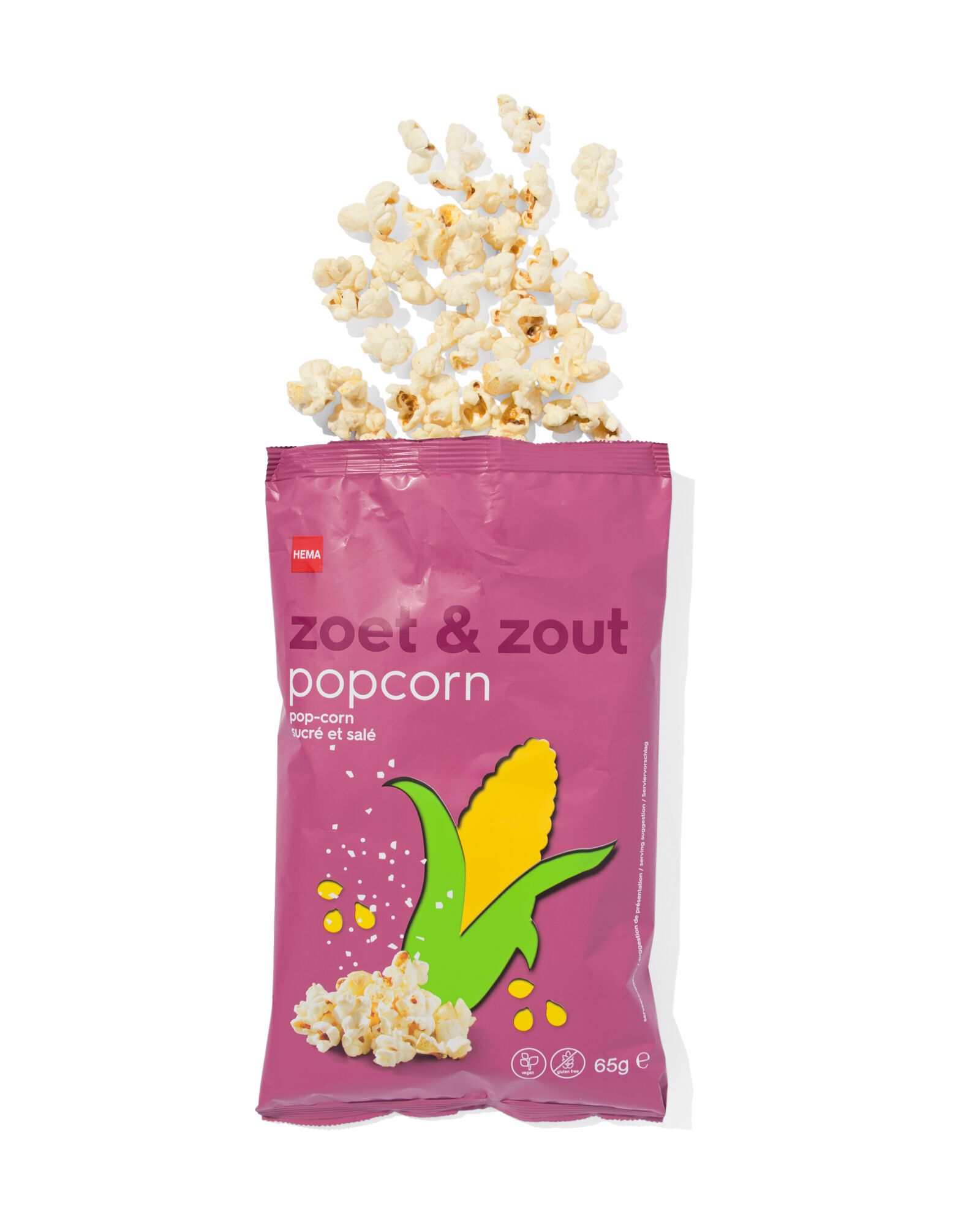 Popcorn, s&uuml;&szlig; & salzig, 65 g - 10680014 - HEMA