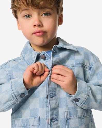 kinderspijkerjas blokken blauw - 30718001BLUE - HEMA