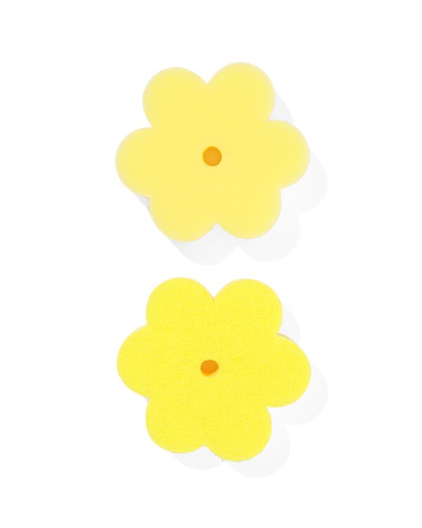 2 éponges à récurer jaunes fleur - 20530011 - HEMA