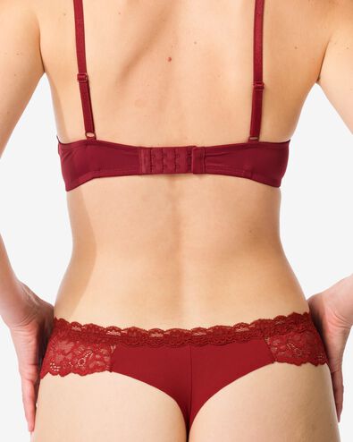 damesstring micro met kant donkerrood - 19621530DARKRED - HEMA