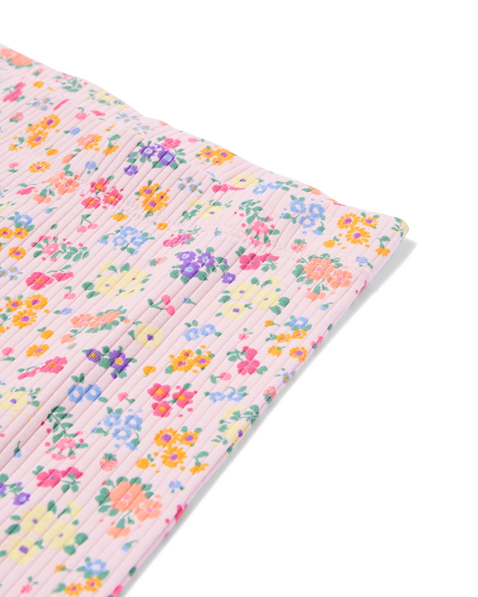 Kinderbekleidungsset gerippt mit Blumen violett violett - 30848000PURPLE - HEMA