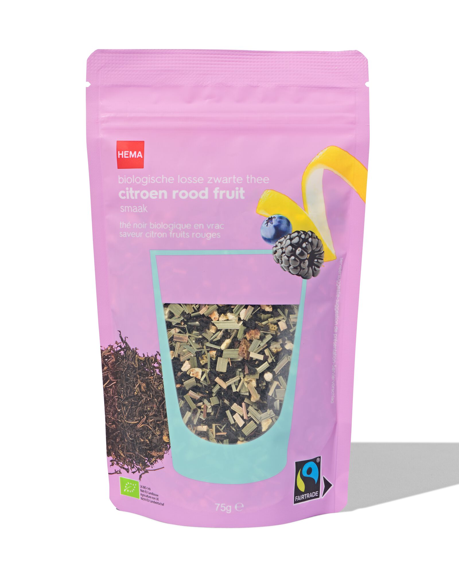 HEMA Navulling Bio Zwarte Thee Citroen-rood Fruit 75gr