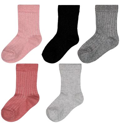 kinder sokken met katoen en glitters - 5 paar - 4380081 - HEMA