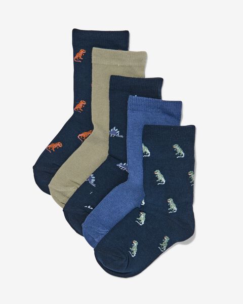 5 paires de chaussettes enfant avec coton bleu foncé - 1000030131 - HEMA